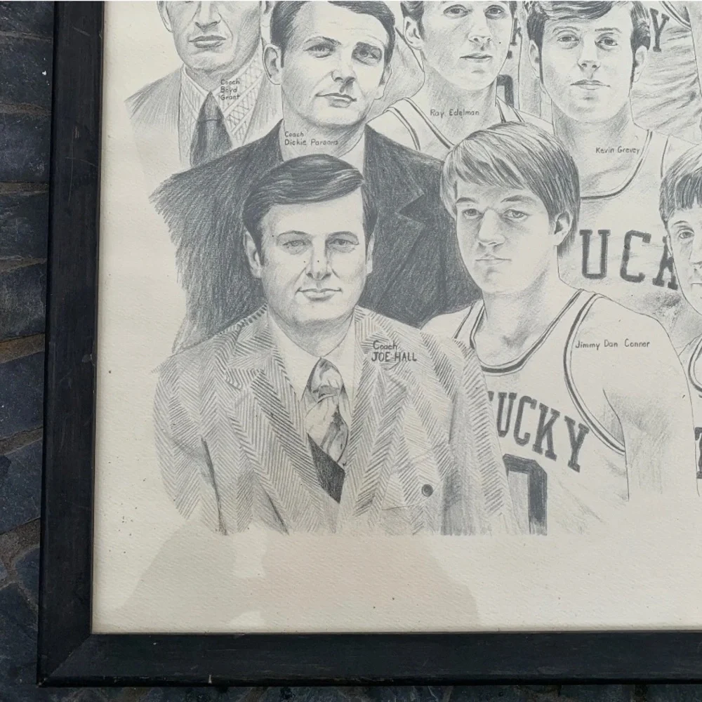 Vintage 1972 1973 Kentucky Wildcats Basketball Print Larry Frost Joe B. Hall